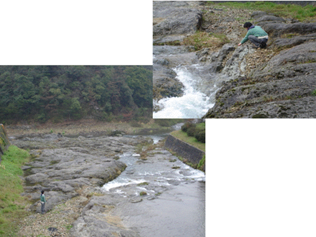 長門峡の河床露頭：徳佐－地福断層